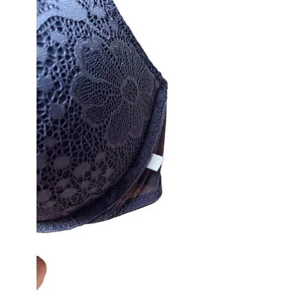 VICTORIA'S SECRET Favorite Push-up Bra Racer back Mesh Floral Lace 32D Purple  F - Picture 9 of 13